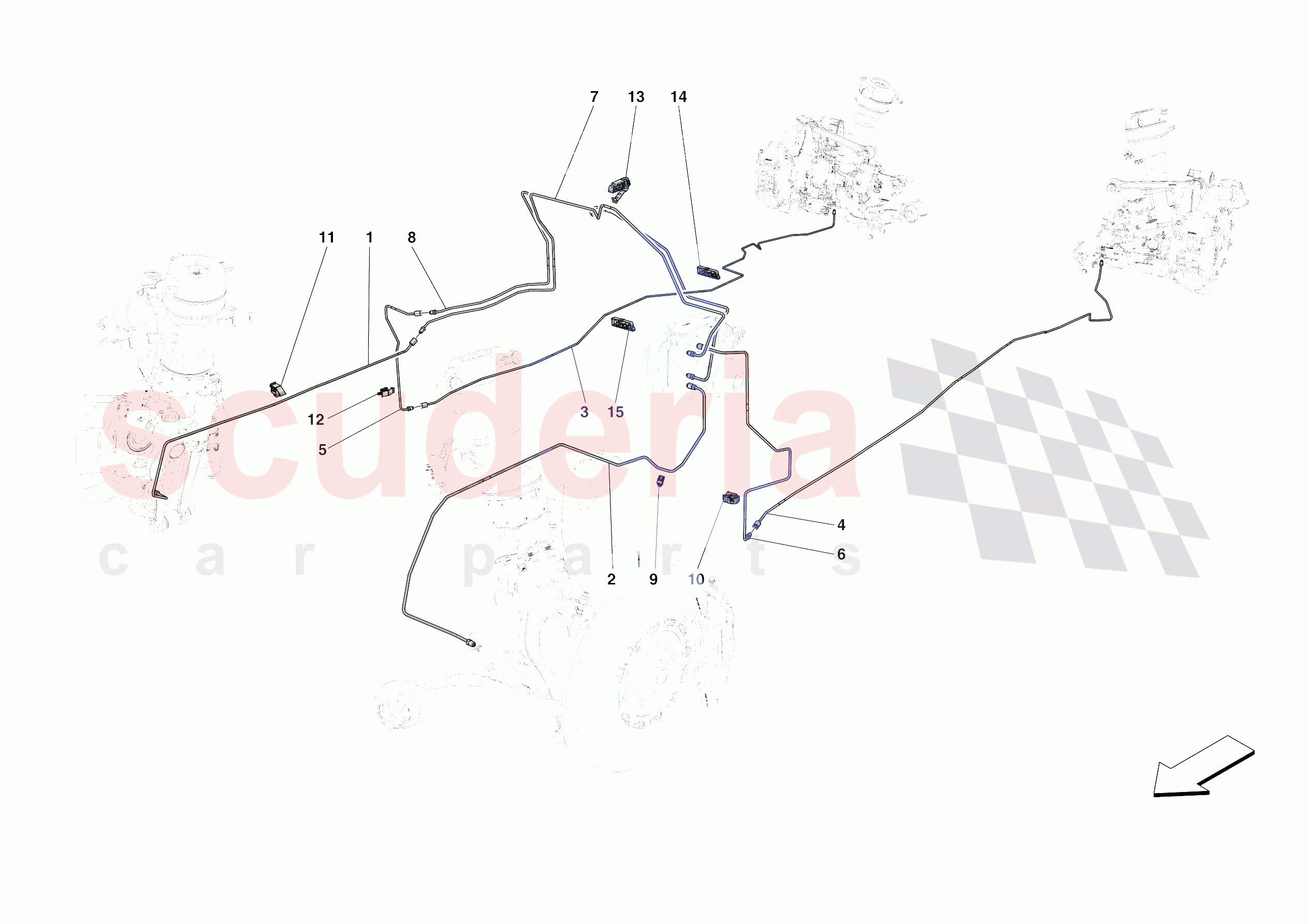 HYDRAULIC BRAKE CONTROL PIPES -NOT FOR RHD- of Ferrari Ferrari Purosangue Europe