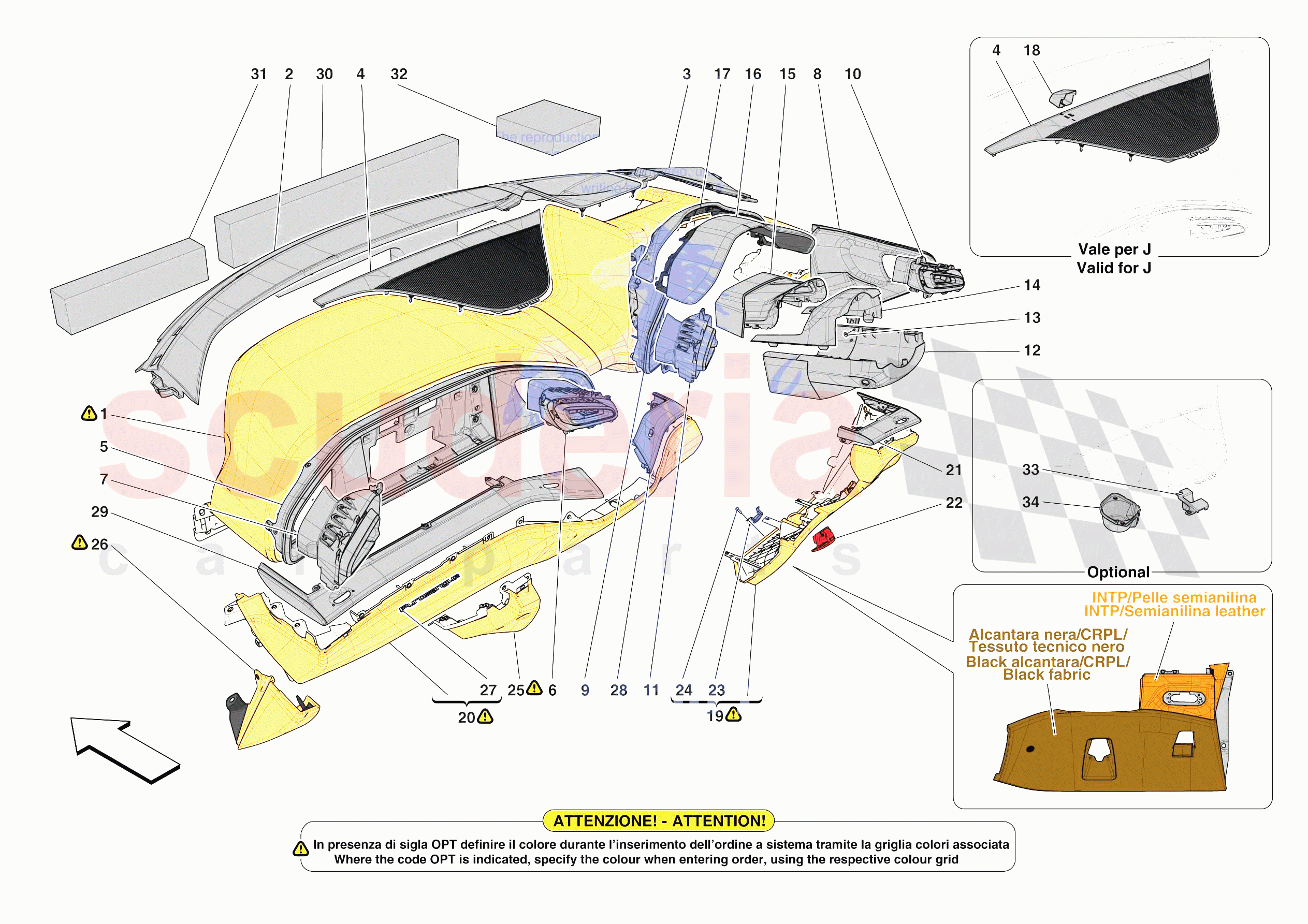 DASHBOARD - TRIM -APPLICABLE FOR RHD- of Ferrari Ferrari Purosangue Europe RH