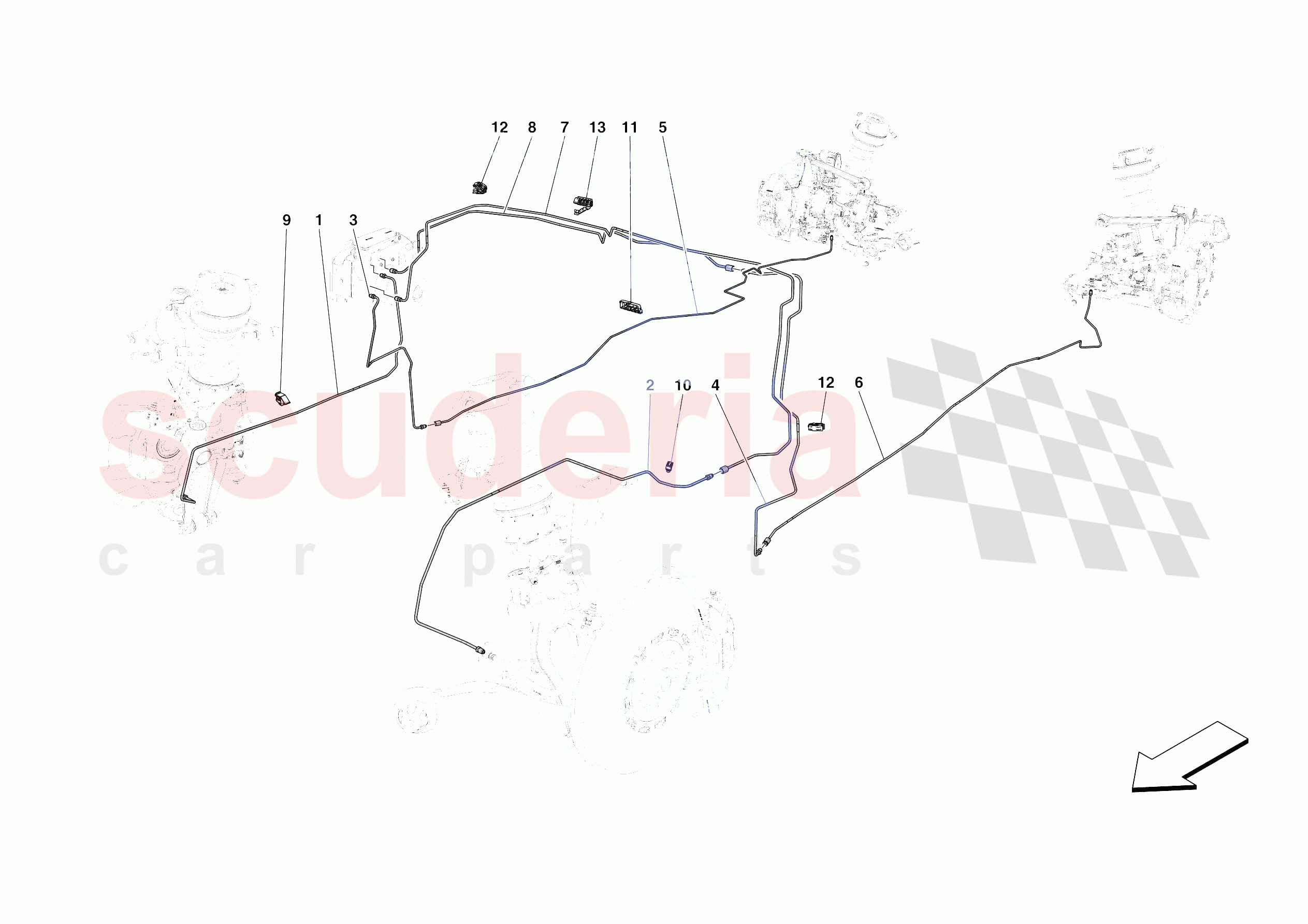 HYDRAULIC BRAKE CONTROL PIPES -APPLICABLE FOR RHD- of Ferrari Ferrari Purosangue USA