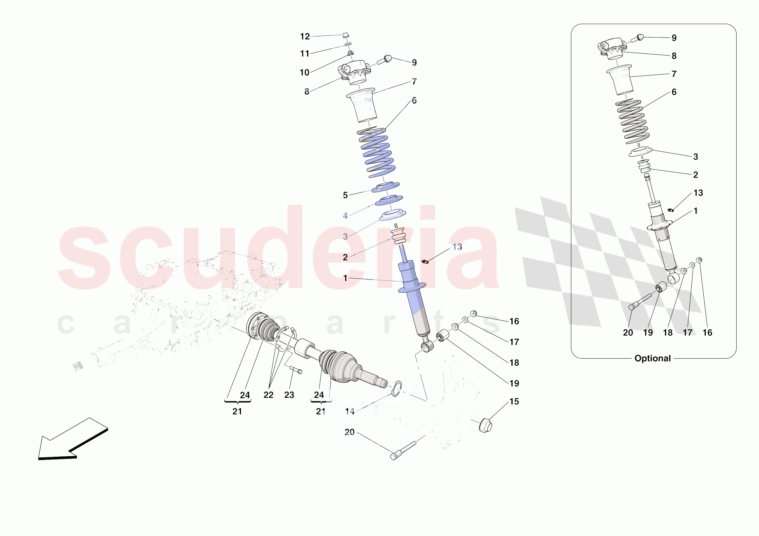 REAR SUSPENSION - SHOCK ABSORBERS of Ferrari Ferrari Roma Europe RH