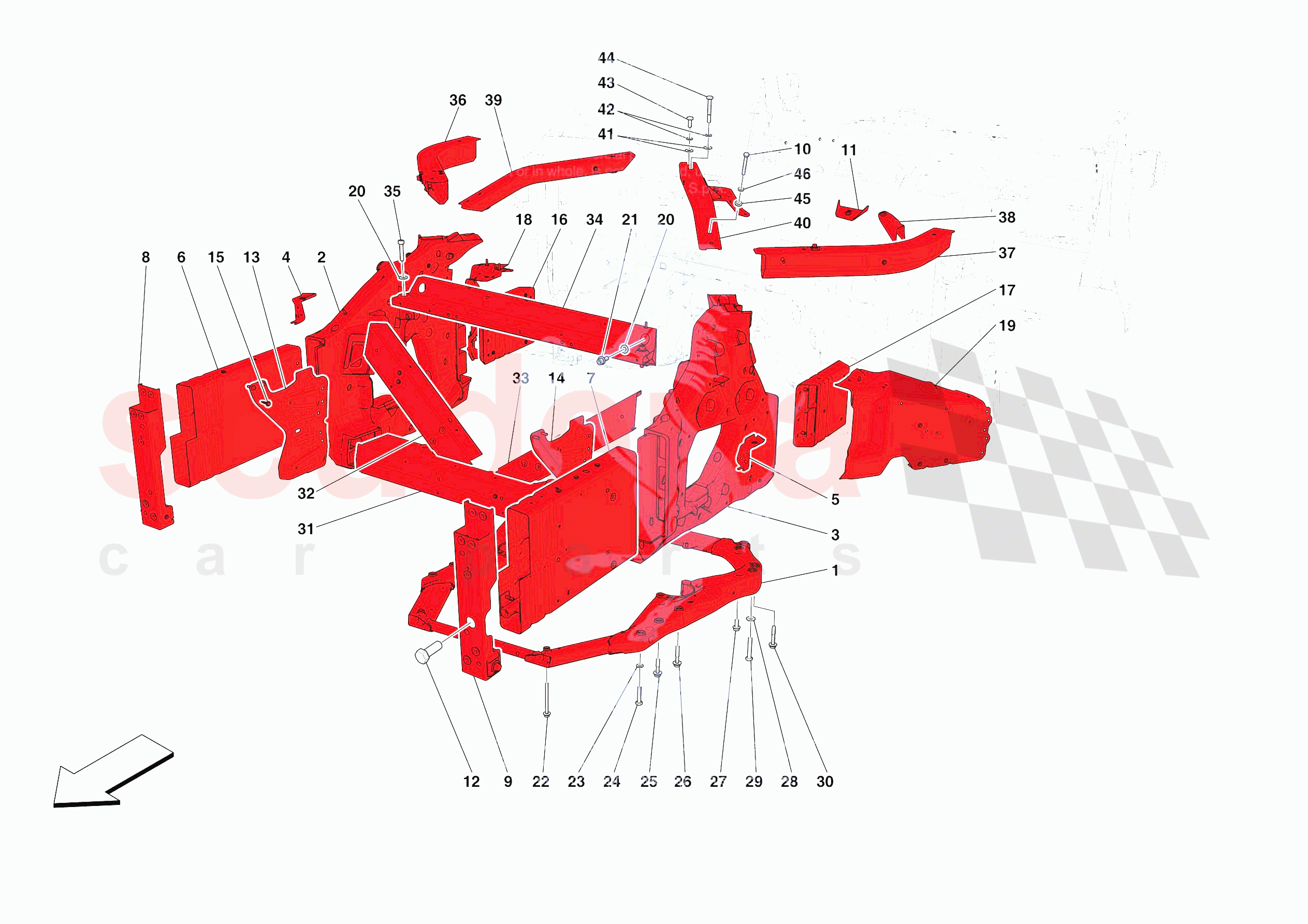 STRUCTURES AND ELEMENTS, FRONT OF VEHICLE of Ferrari Ferrari Roma Europe RH