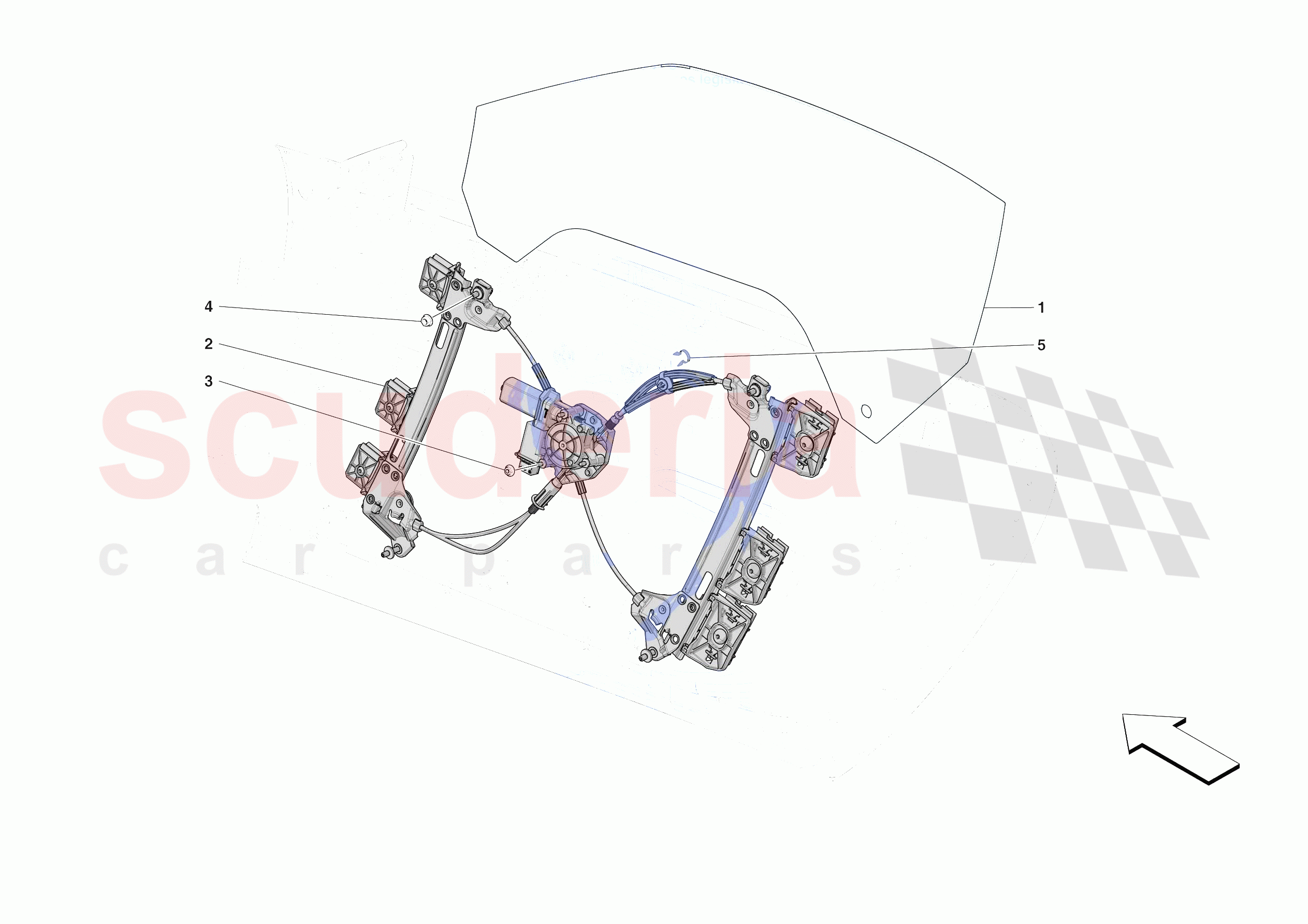 DOORS - WINDOW AND WINDOW LIFTER of Ferrari Ferrari Roma Spider Europe RH