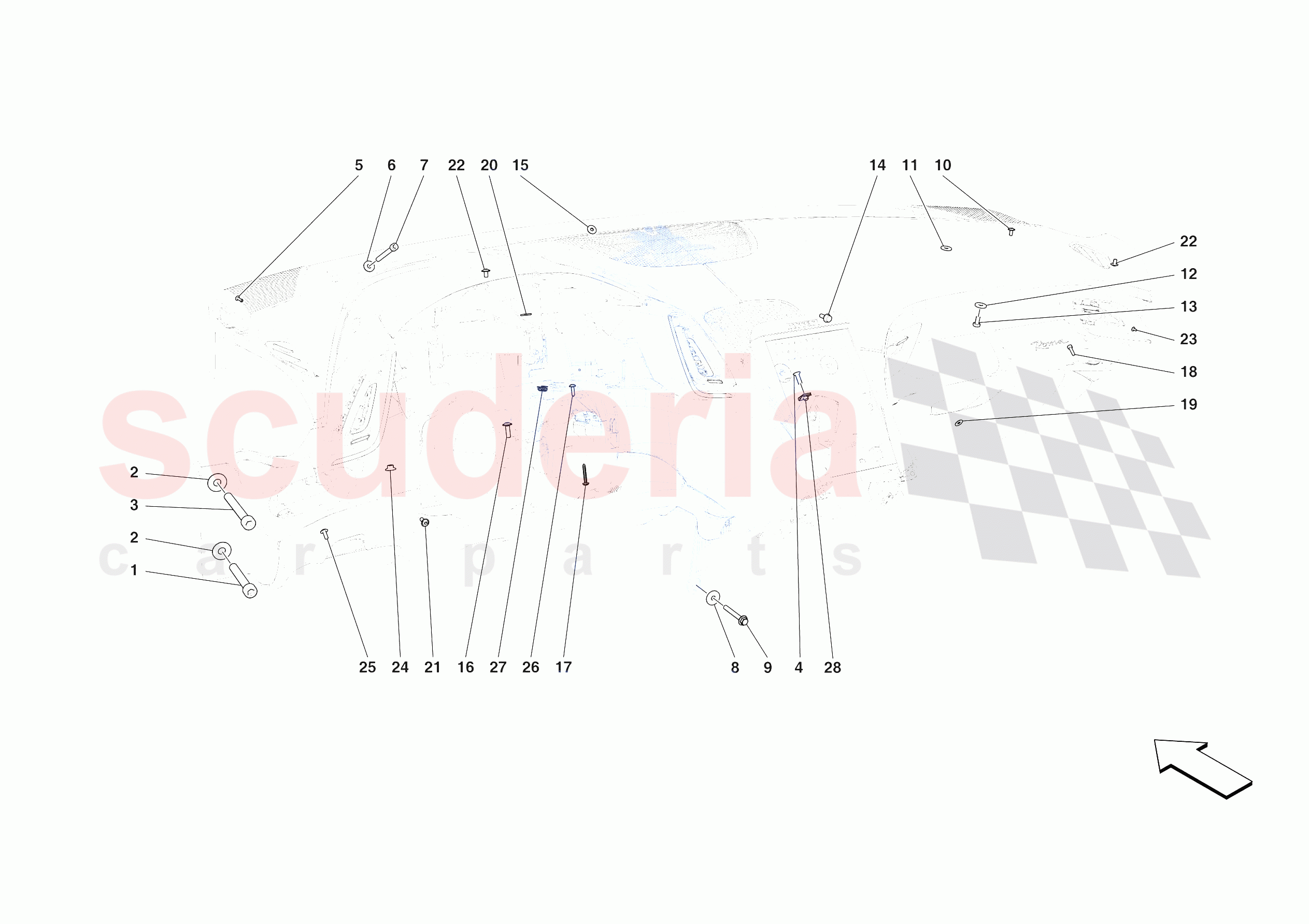 DASHBOARD - FASTENERS of Ferrari Ferrari Roma Spider USA