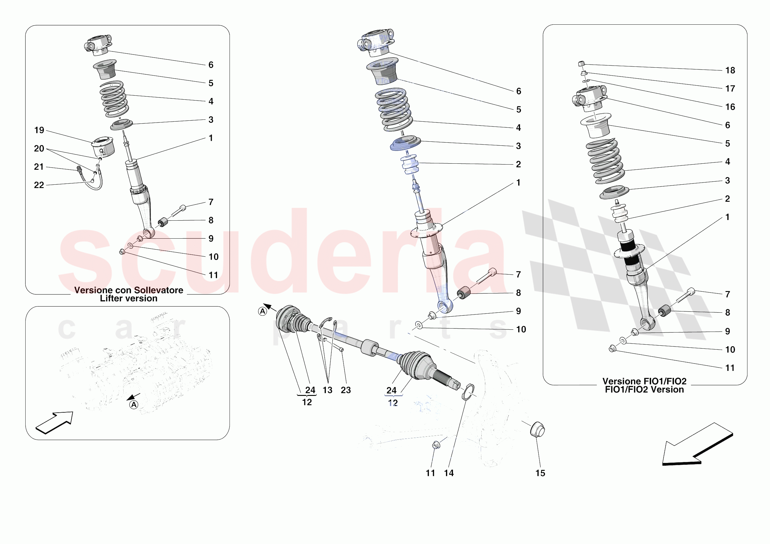 FRONT SUSPENSION - SHOCK ABSORBERS of Ferrari Ferrari SF90 Spider Europe