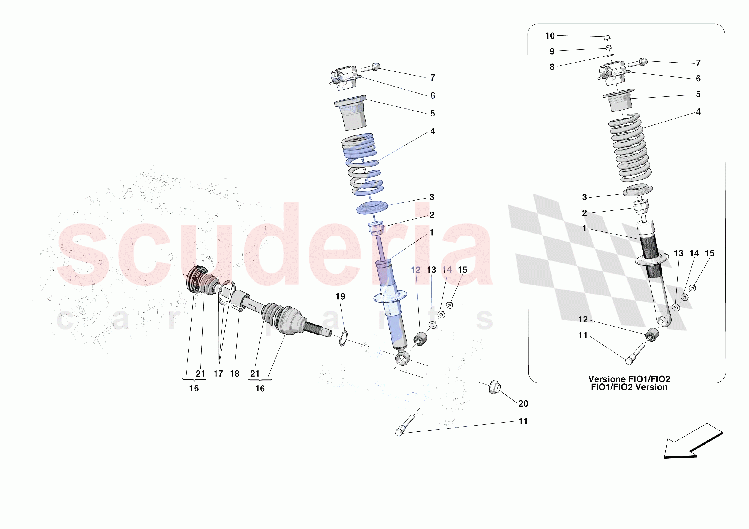 REAR SUSPENSION - SHOCK ABSORBERS of Ferrari Ferrari SF90 Spider Europe