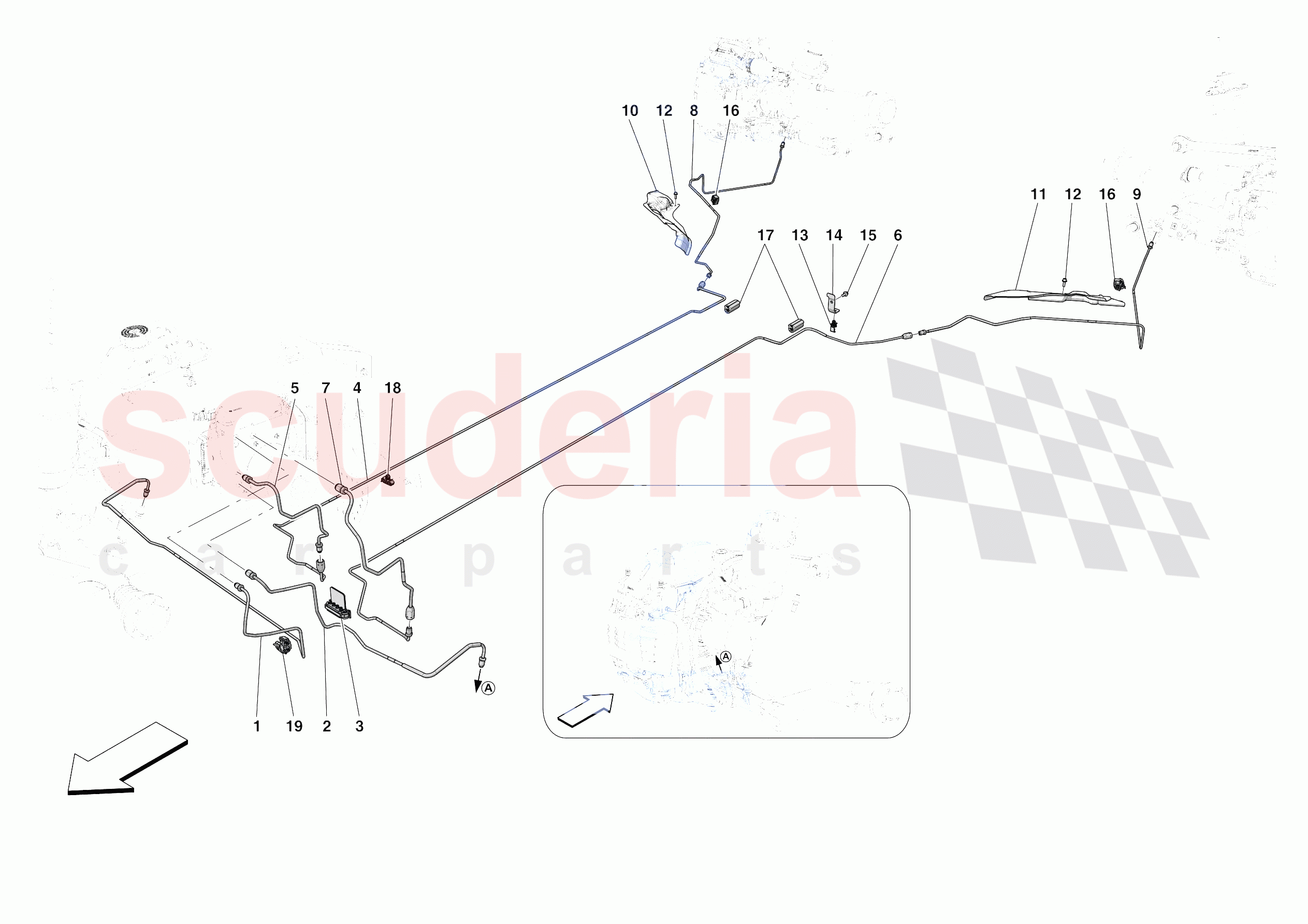 HYDRAULIC BRAKE CONTROL PIPES -NOT FOR RHD- of Ferrari Ferrari SF90 Spider Europe RH