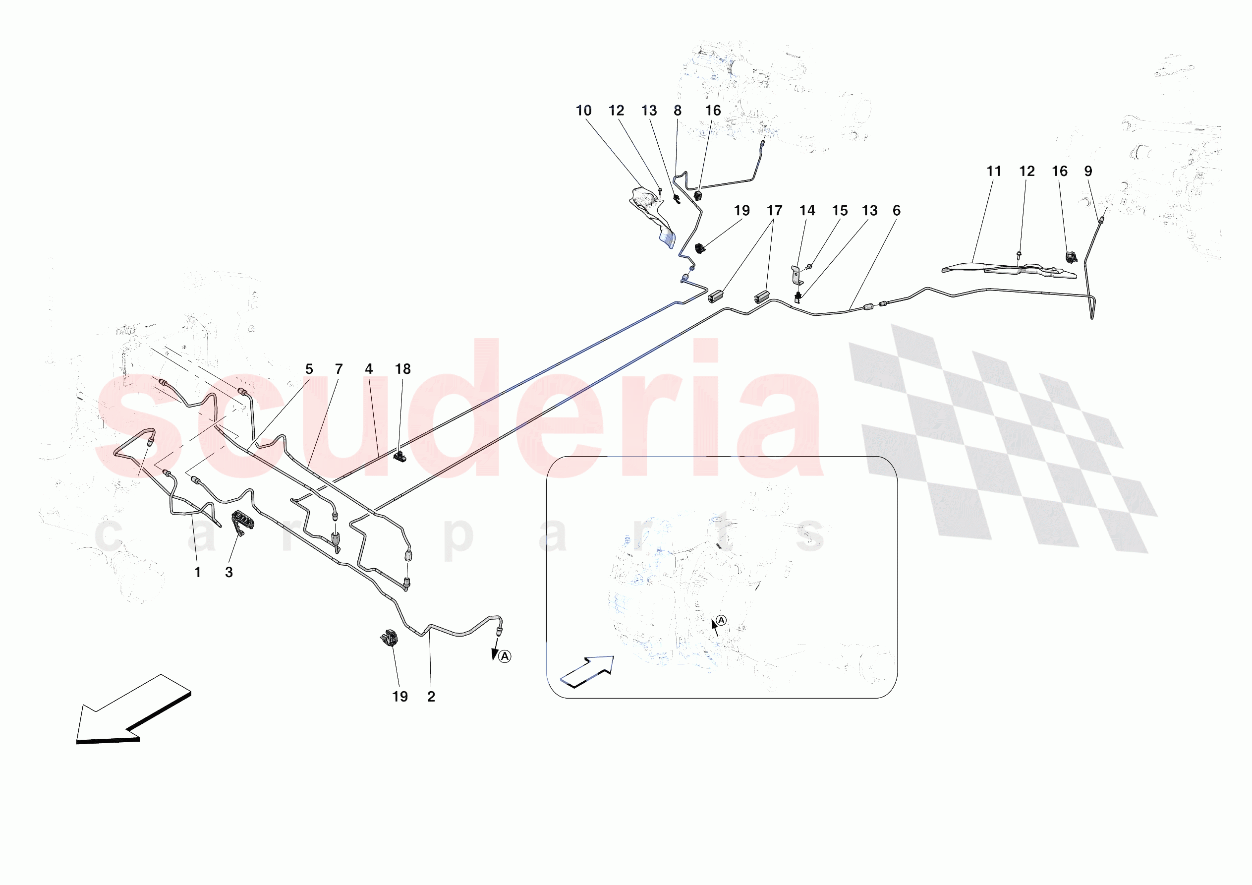 HYDRAULIC BRAKE CONTROL PIPES -APPLICABLE FOR RHD- of Ferrari Ferrari SF90 Spider Europe RH