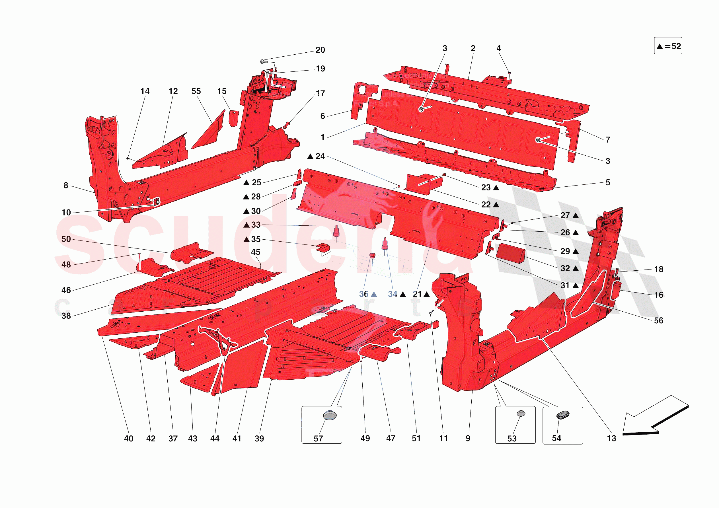 STRUCTURES AND ELEMENTS, CENTRE OF VEHICLE of Ferrari Ferrari SF90 Spider USA