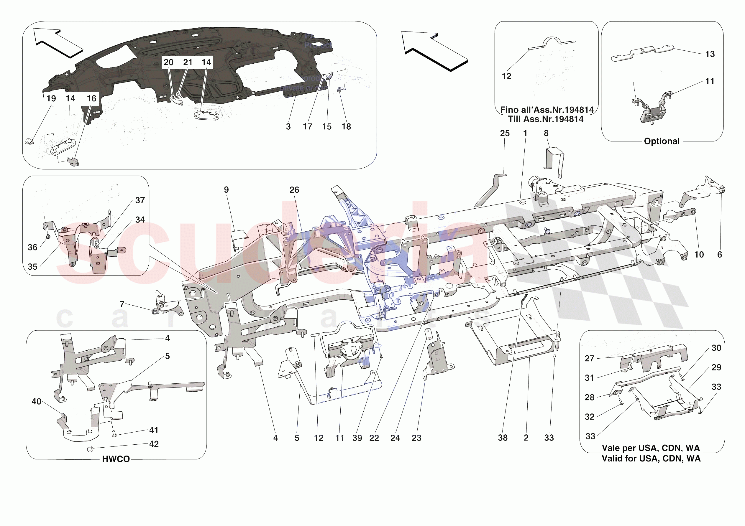 DASHBOARD - SUBSTRUCTURE -NOT FOR RHD- of Ferrari Ferrari SF90 Stradale Europe