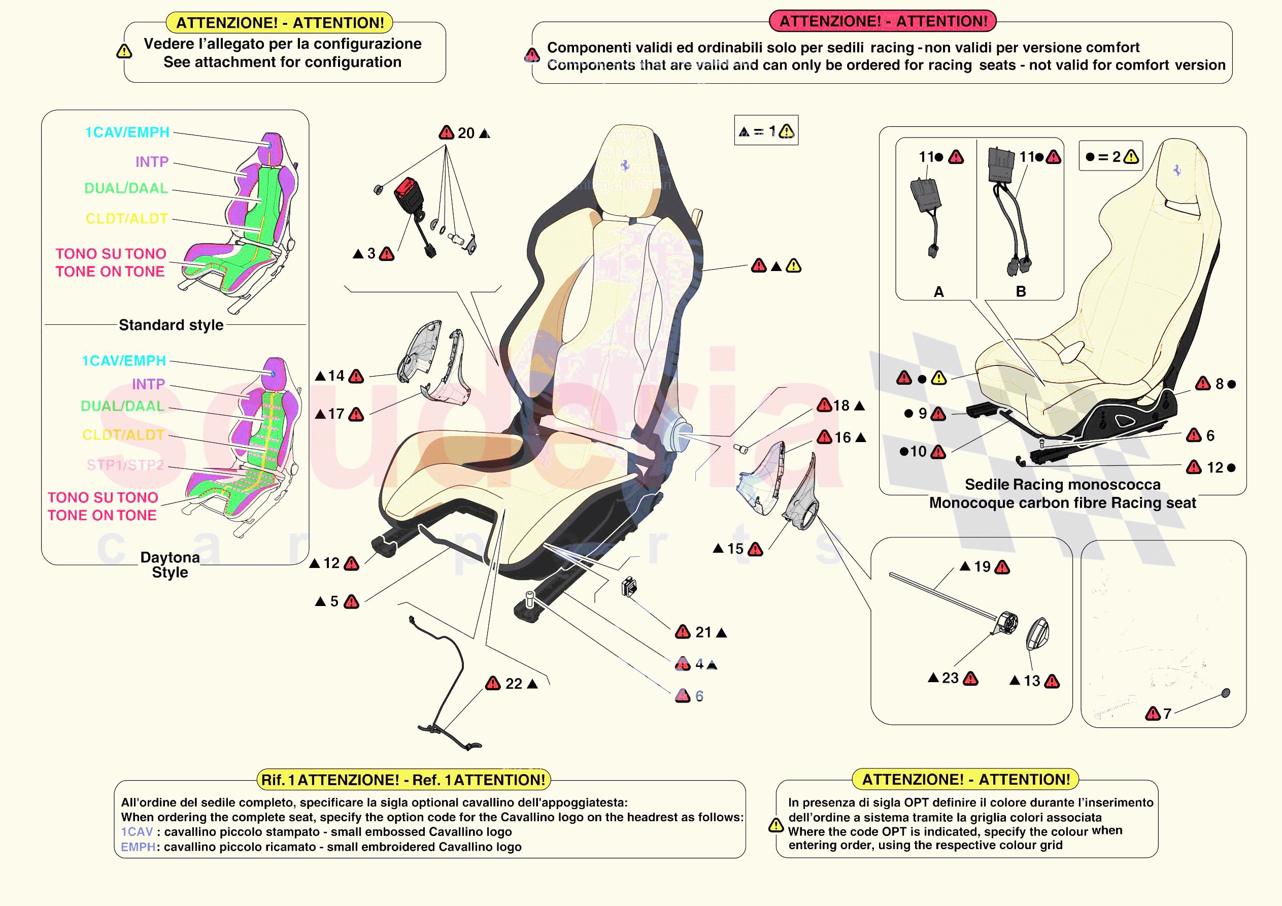 FRONT SEATS - RACING SEAT of Ferrari Ferrari SF90 Stradale Europe