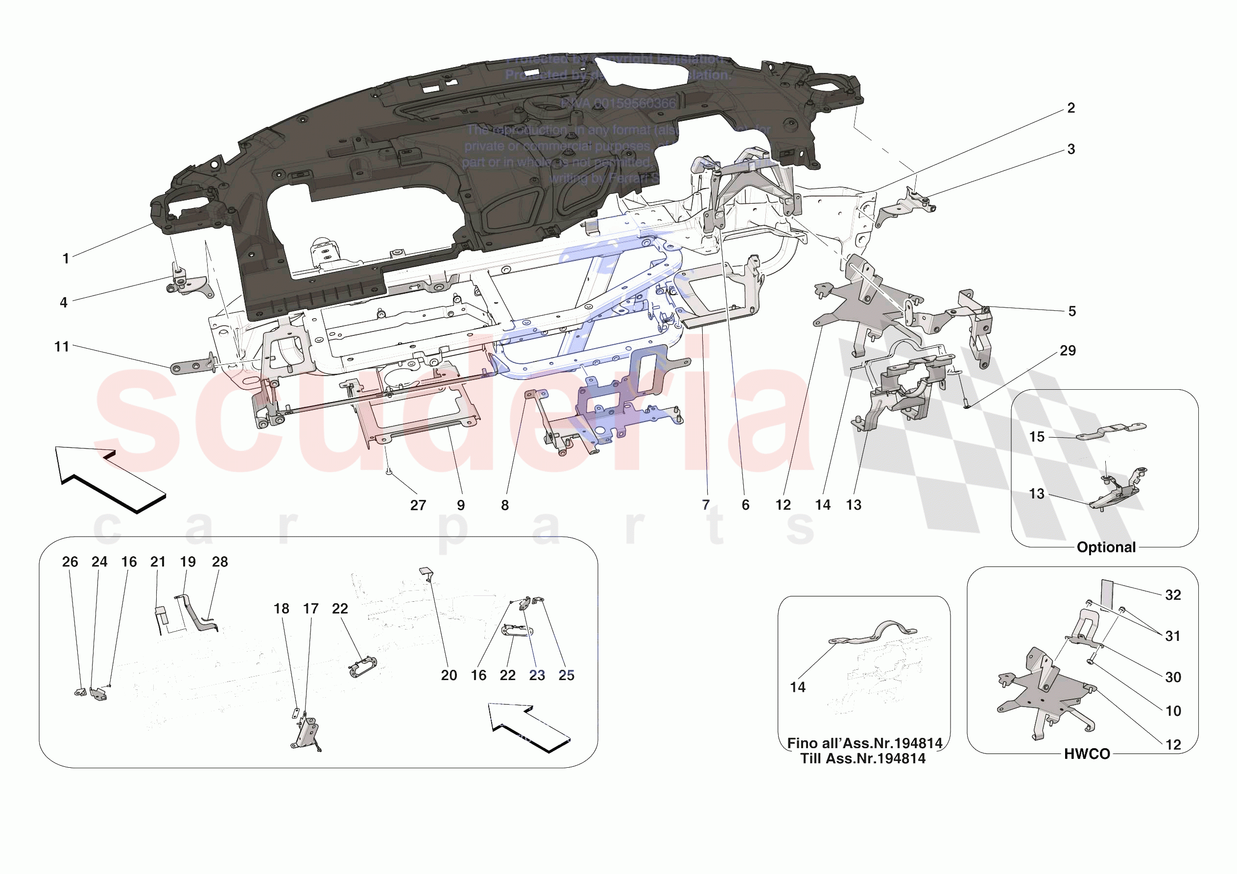DASHBOARD - SUBSTRUCTURE -APPLICABLE FOR RHD- of Ferrari Ferrari SF90 Stradale USA