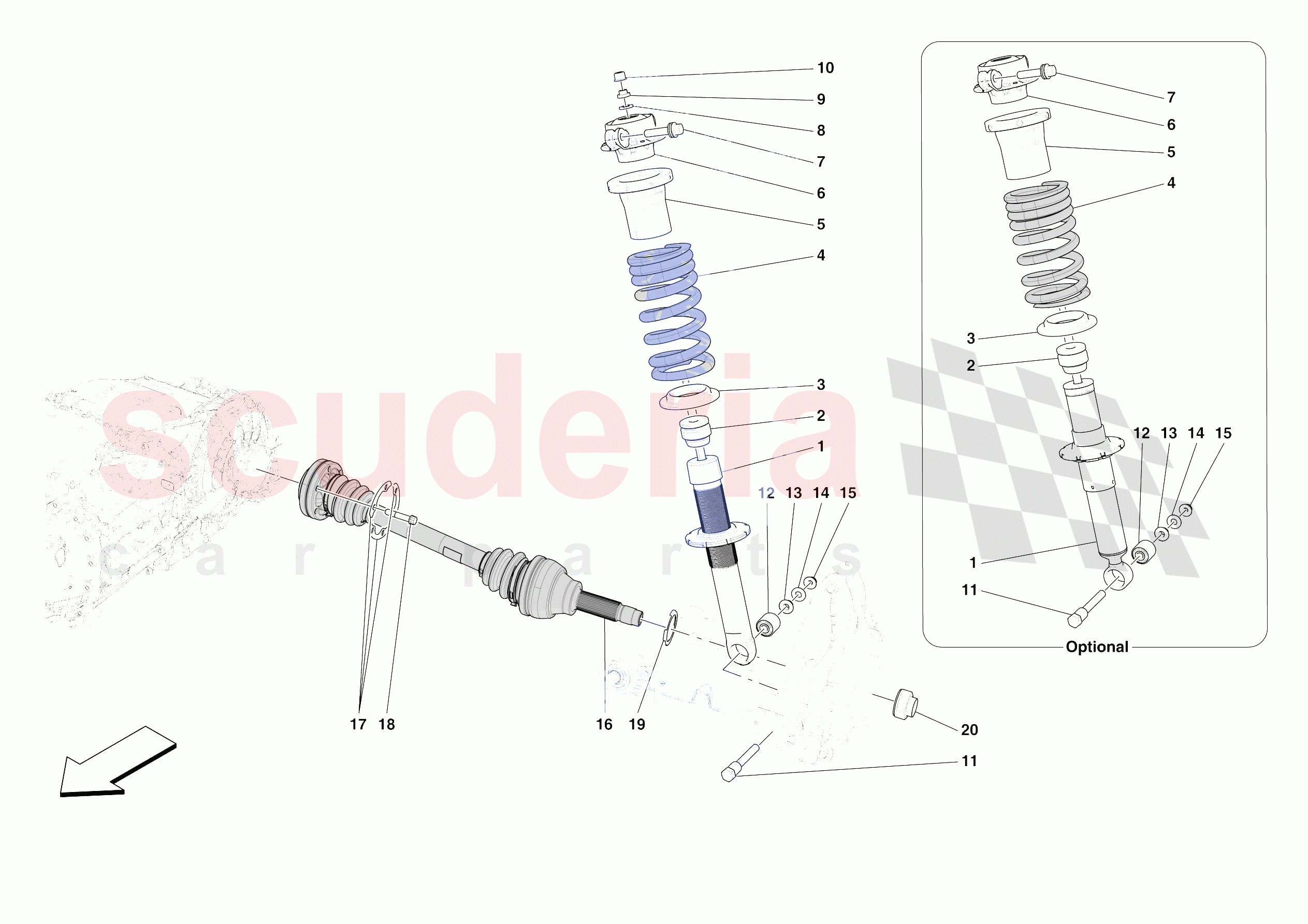 REAR SUSPENSION - SHOCK ABSORBERS of Ferrari Ferrari SF90 XX Spider Europe