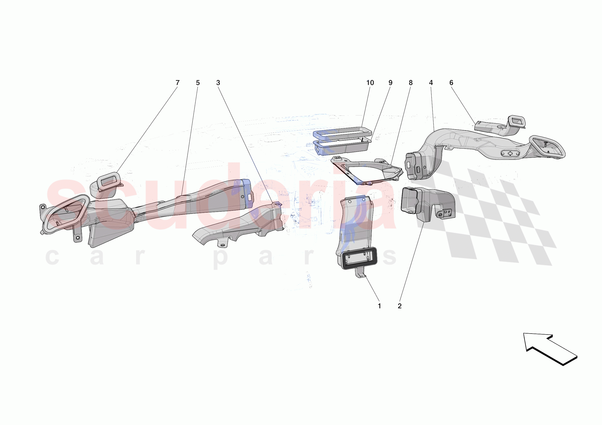 DASHBOARD - DUCTS -NOT FOR RHD- of Ferrari Ferrari SF90 XX Spider Europe