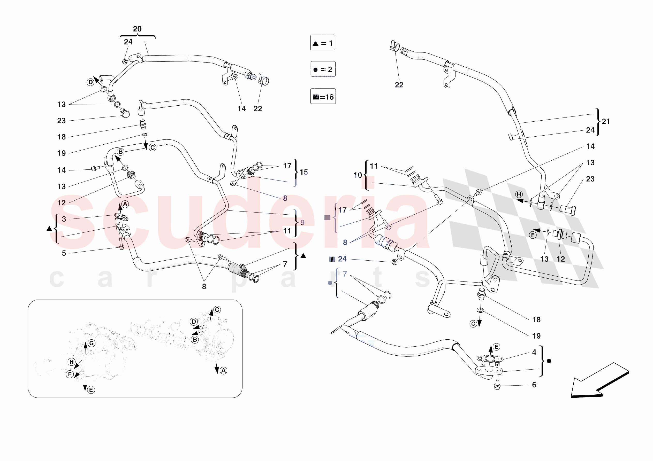 FORCED INDUCTION SYSTEM PIPES of Ferrari Ferrari SF90 XX Spider Europe RH