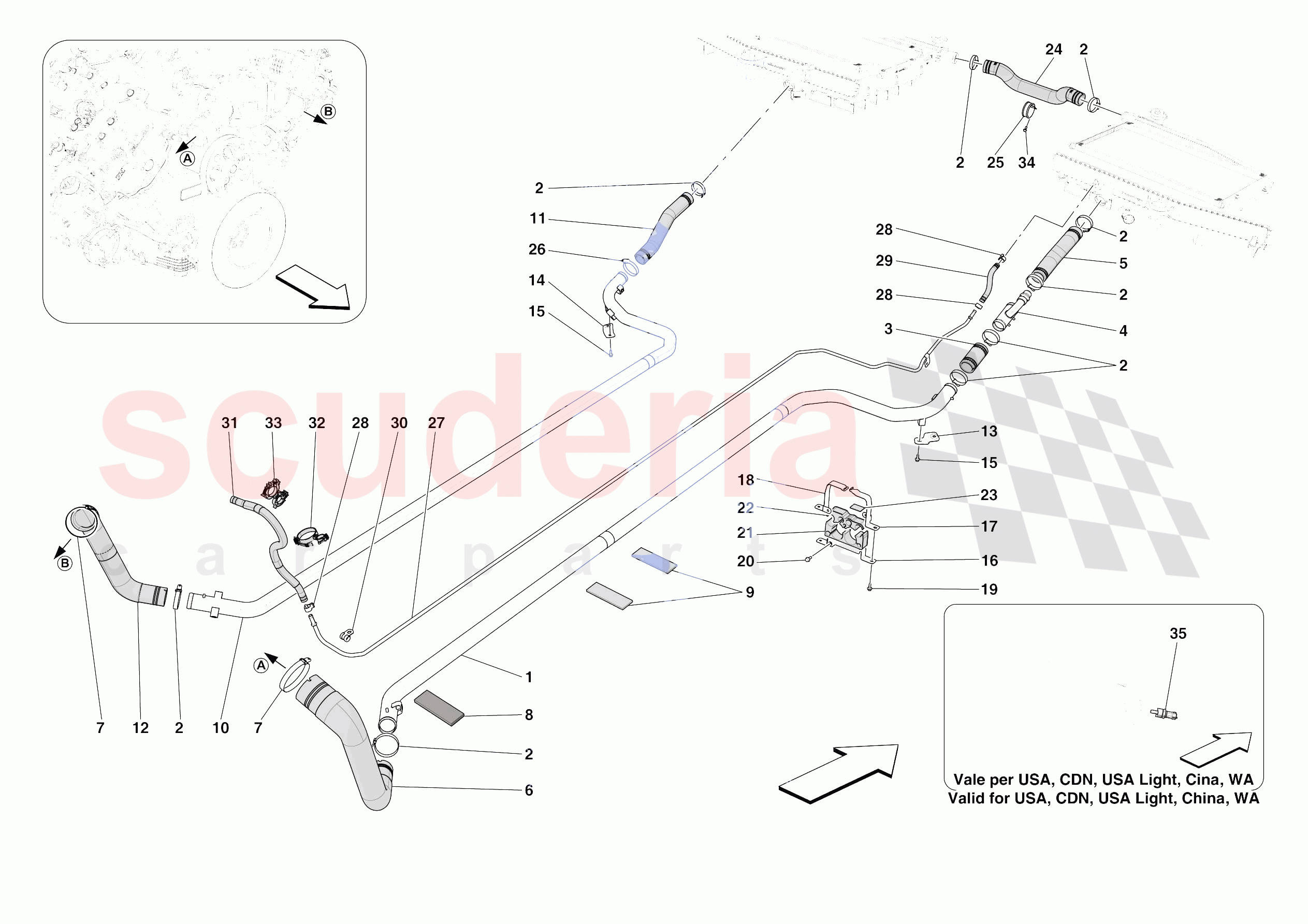 COOLING SYSTEM PIPES of Ferrari Ferrari SF90 XX Spider Europe RH