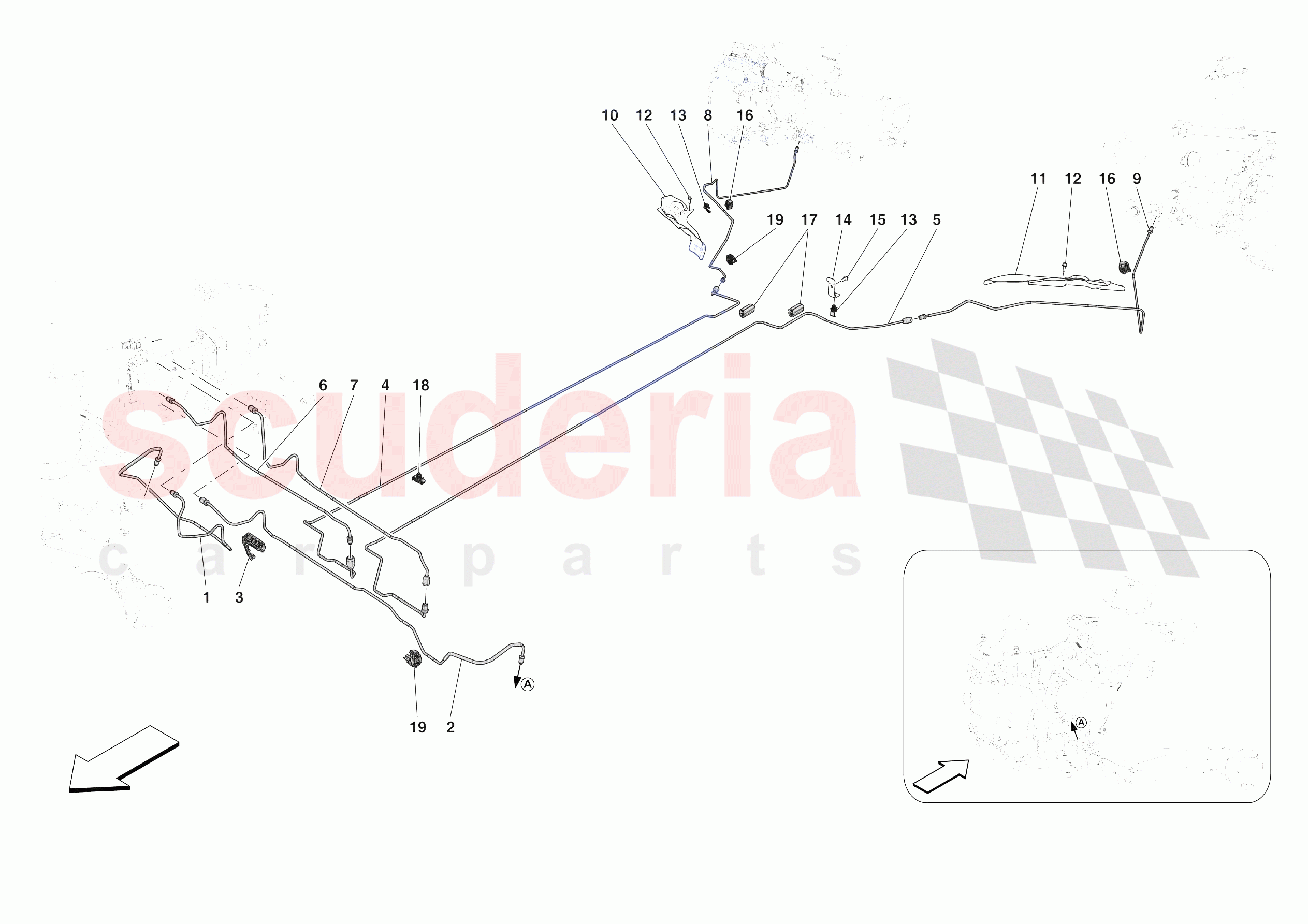 HYDRAULIC BRAKE CONTROL PIPES -APPLICABLE FOR RHD- of Ferrari Ferrari SF90 XX Spider Europe RH