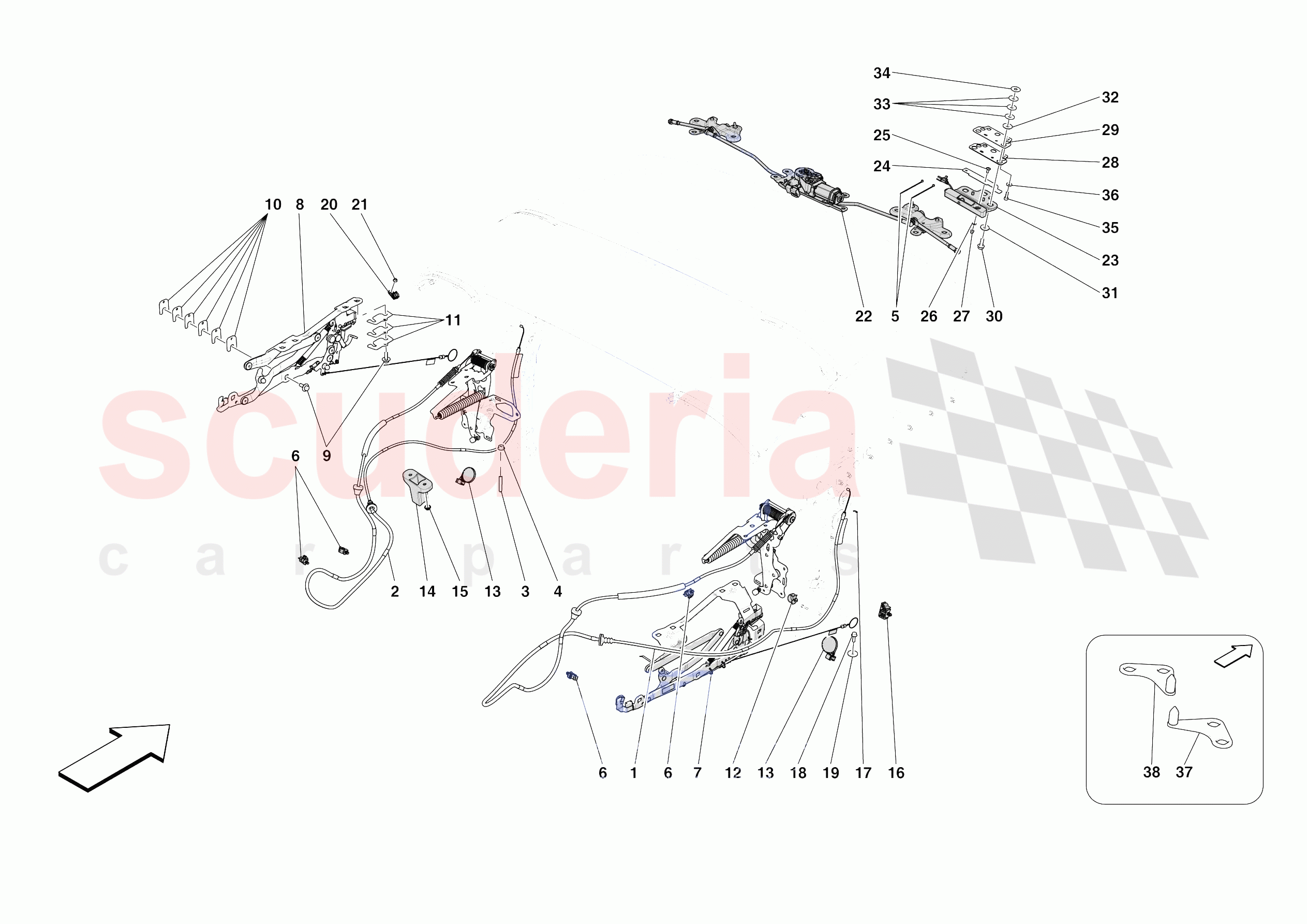 ROOF - KINEMATICS of Ferrari Ferrari SF90 XX Spider Europe RH