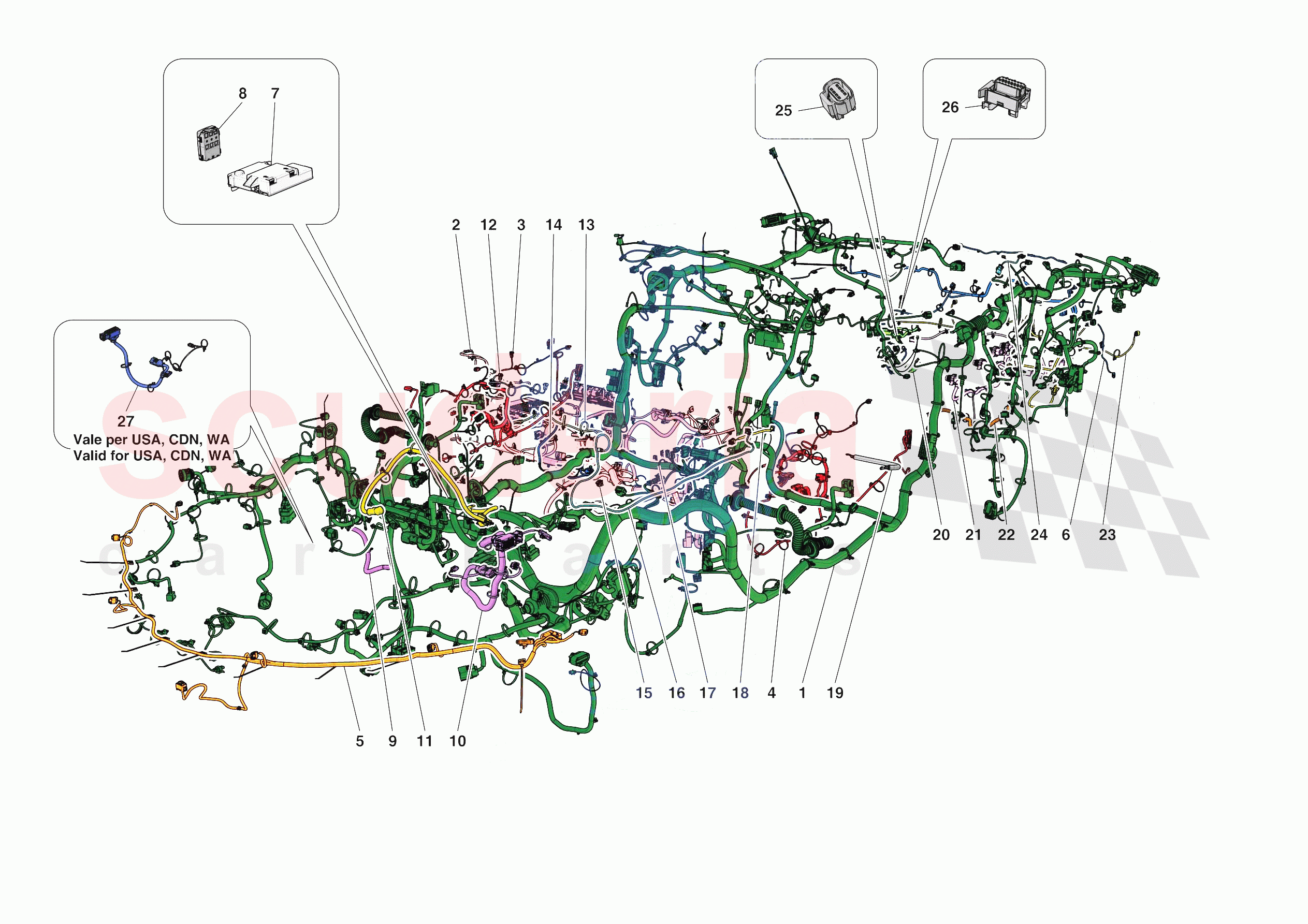 LOW VOLTAGE WIRING HARNESSES of Ferrari Ferrari SF90 XX Spider Europe RH