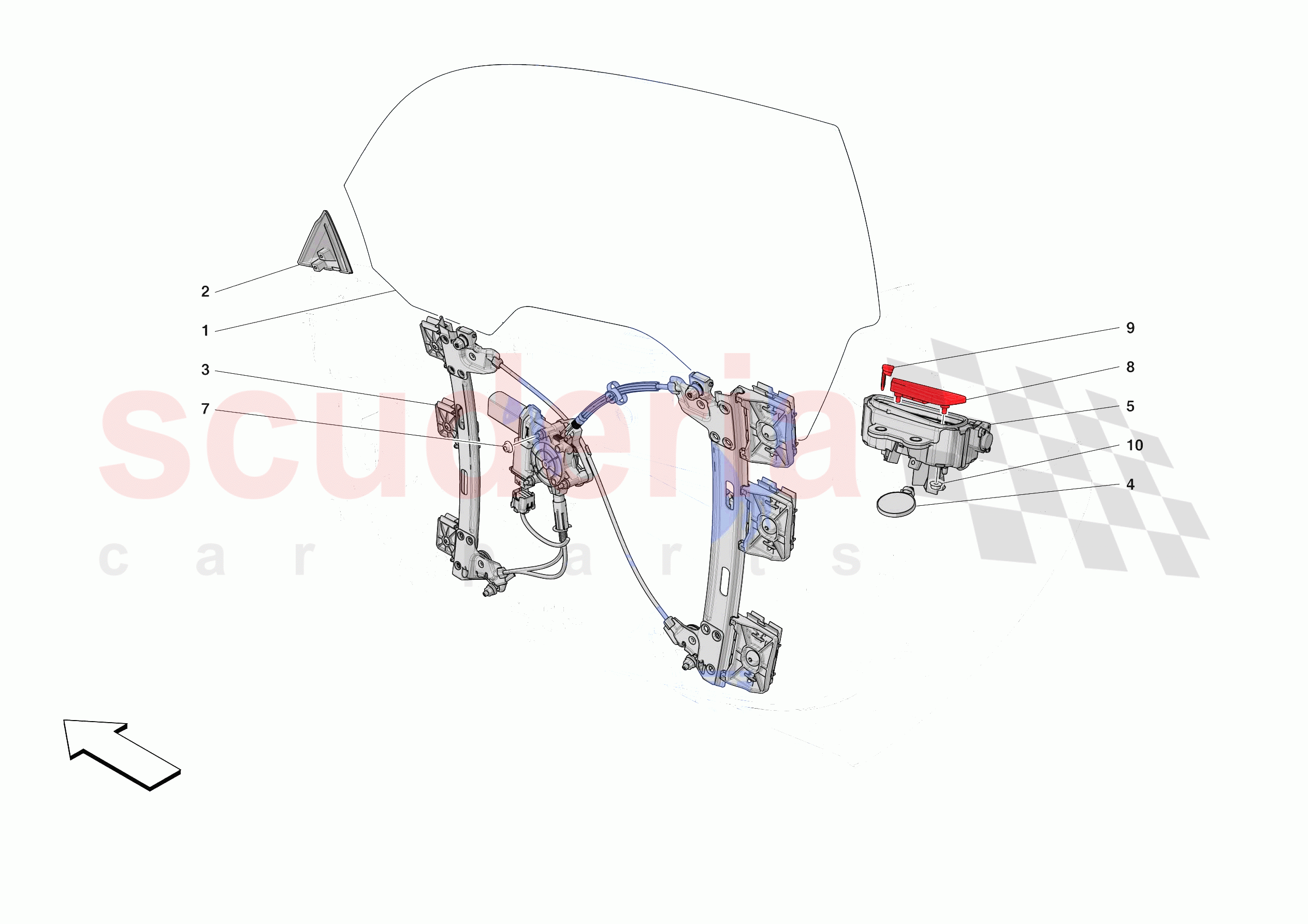DOORS - WINDOW AND WINDOW LIFTER of Ferrari Ferrari SF90 XX Stradale Europe