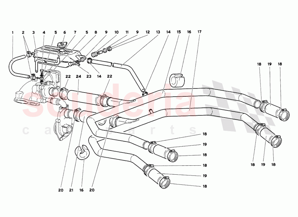 Water Cooling System of Lamborghini Lamborghini Diablo VT 6.0 (2000-2001)