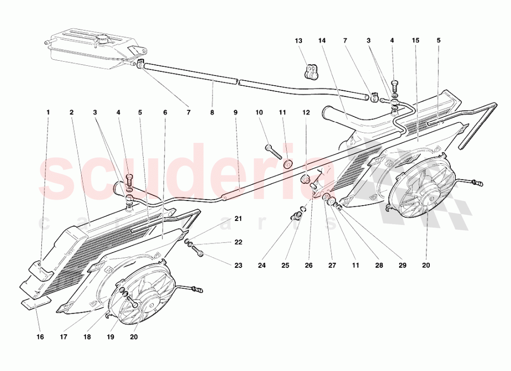 Radiators and Electro-Fans of Lamborghini Lamborghini Diablo VT Roadster (1998-2000)