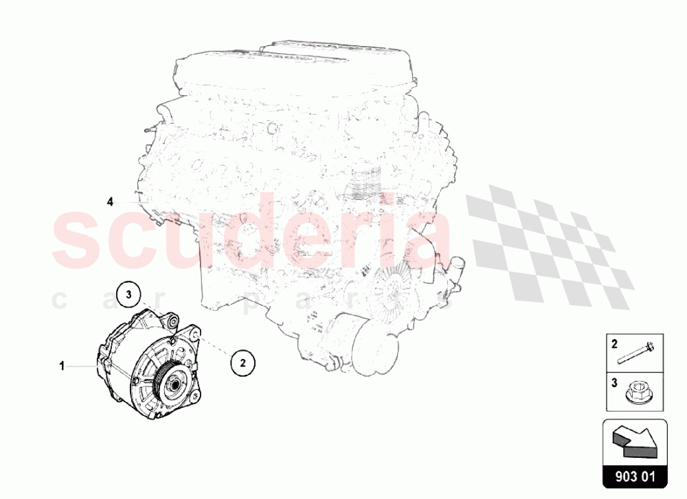 Alternator of Lamborghini Lamborghini Huracan LP640 Performante Coupe