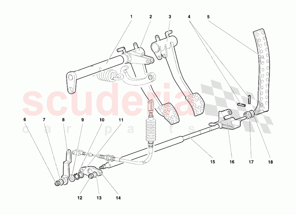 Pedals (Valid for R.H.D. Version - January 1995) of Lamborghini Lamborghini Diablo SE30 (1993-1995)