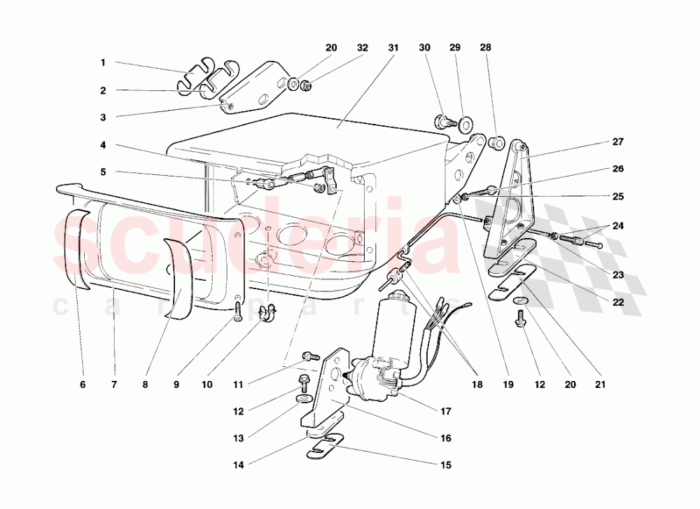 Head Lamp Lifting System of Lamborghini Lamborghini Diablo SV (1998)