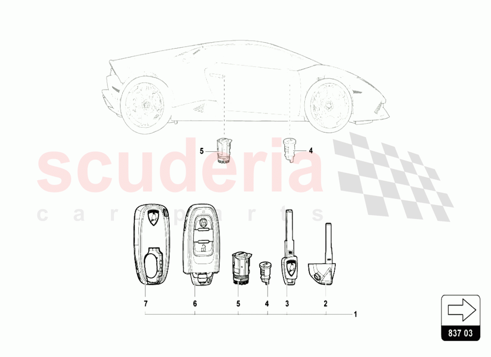 KEYS KIT of Lamborghini Lamborghini Huracan LP610 Coupe