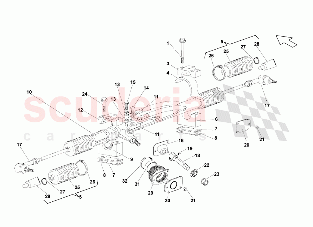 Steering Rack of Lamborghini Lamborghini Gallardo Spyder