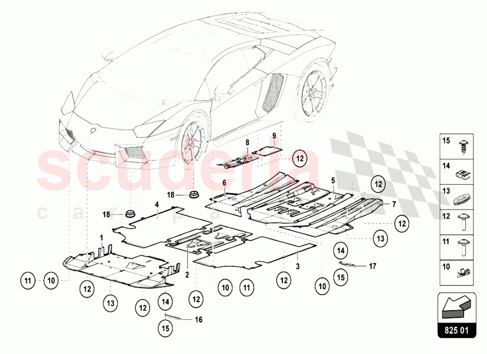 FRAME FLOOR PANELS of Lamborghini Lamborghini Aventador LP720 Coupe