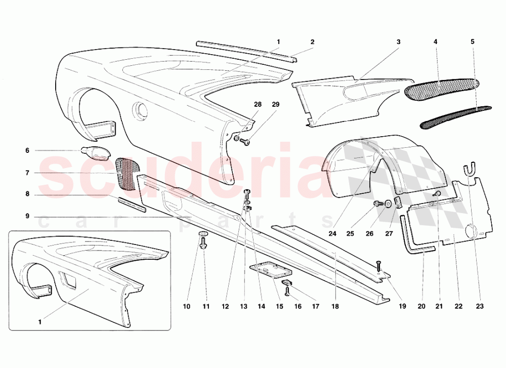Body Elements - Right Flank of Lamborghini Lamborghini Diablo SV (1998)