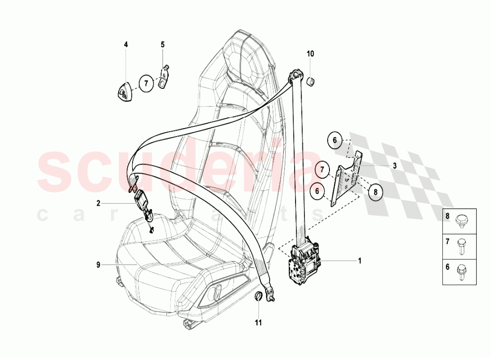 THREE-POINT SAFETY BELT of Lamborghini Lamborghini Aventador LP720 Coupe