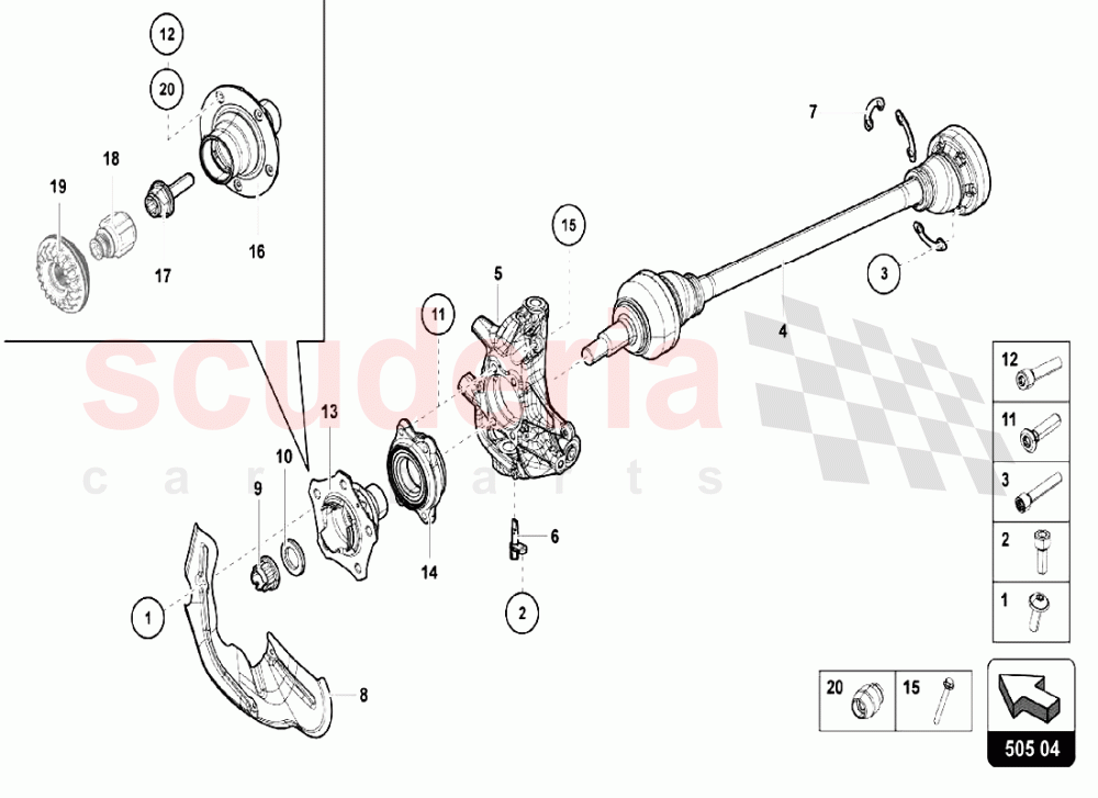 Rear Crosspiece - Axle Shaft of Lamborghini Lamborghini Aventador LP740 S