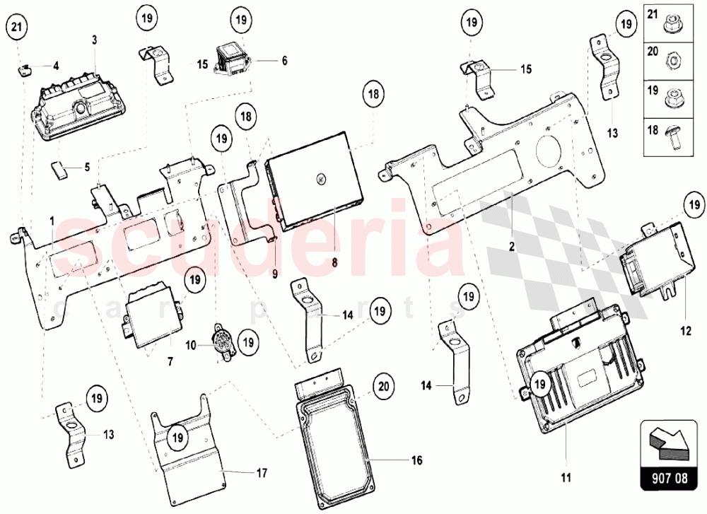 ECU ON REAR WALL of Lamborghini Lamborghini Aventador LP750 SV Roadster