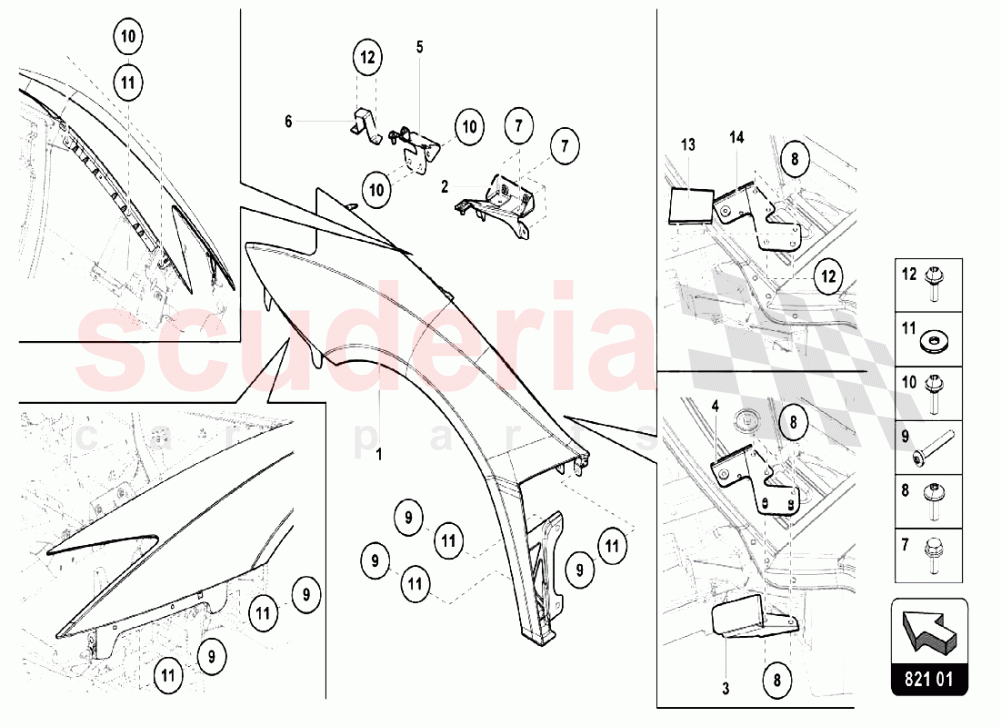 FRONT FENDER of Lamborghini Lamborghini Aventador LP750 SV Coupe