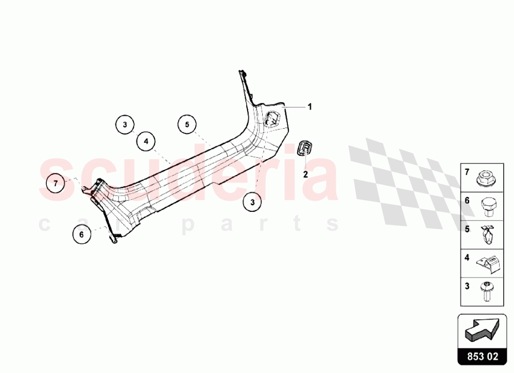 Internal Side Member of Lamborghini Lamborghini Huracan LP580 Coupe