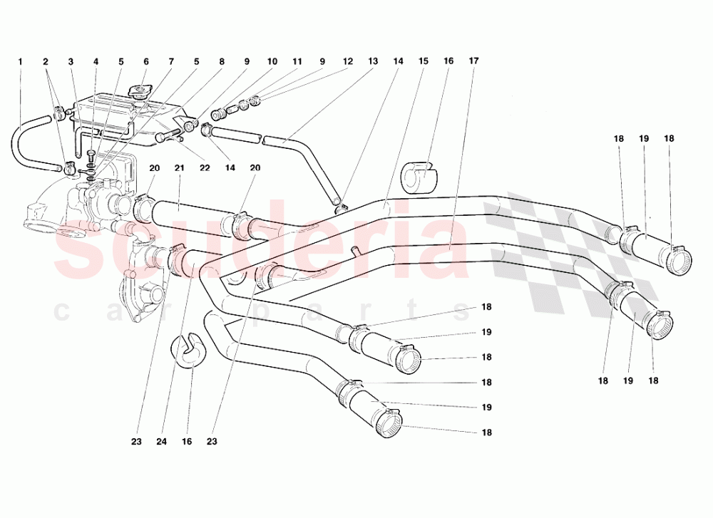 Water Cooling System of Lamborghini Lamborghini Diablo VT Roadster (1998-2000)