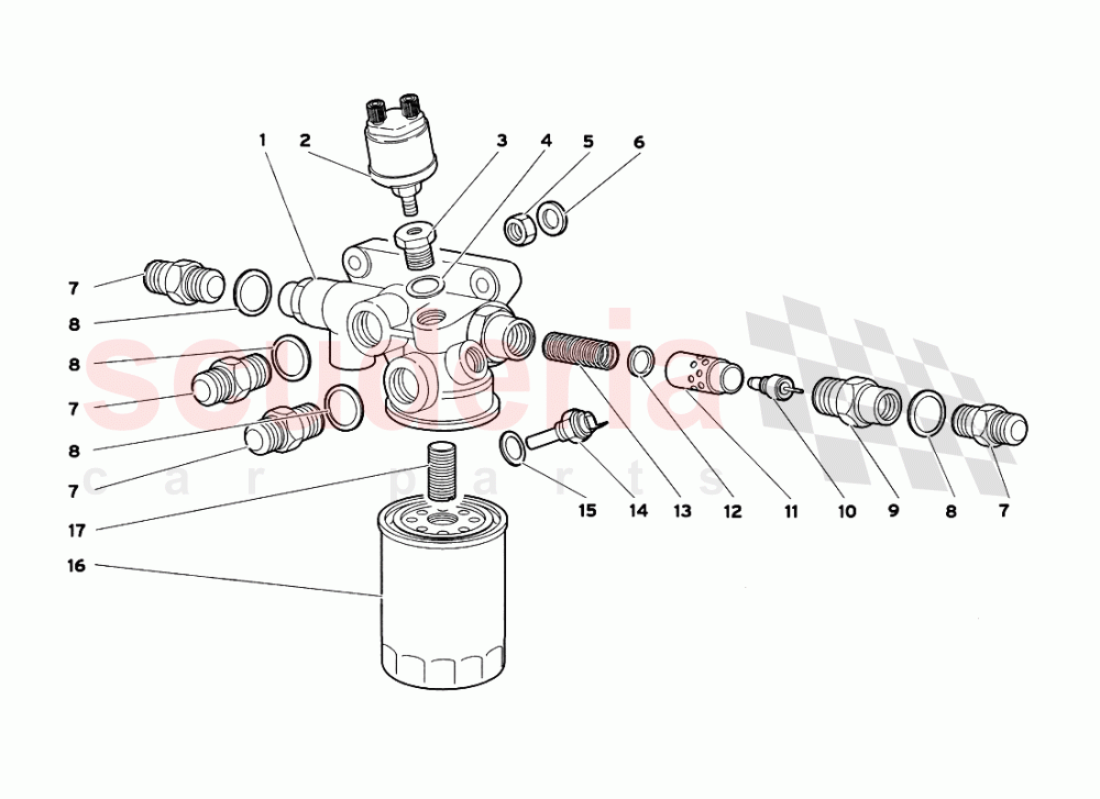 Engine Oil Filter and Thermostat (Valid for USA and Canada - July 1999) of Lamborghini Lamborghini Diablo SV (1999)