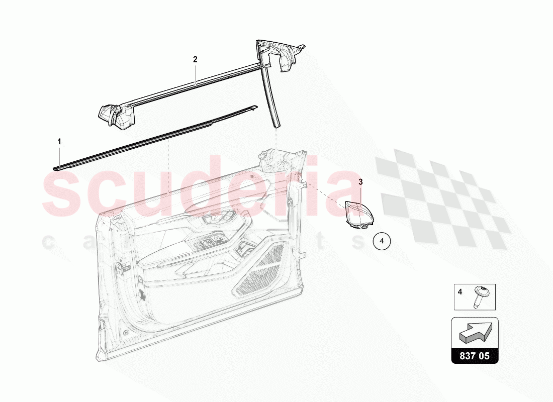 SEAL FOR DOOR WINDOW of Lamborghini Lamborghini Urus (2018-2019)