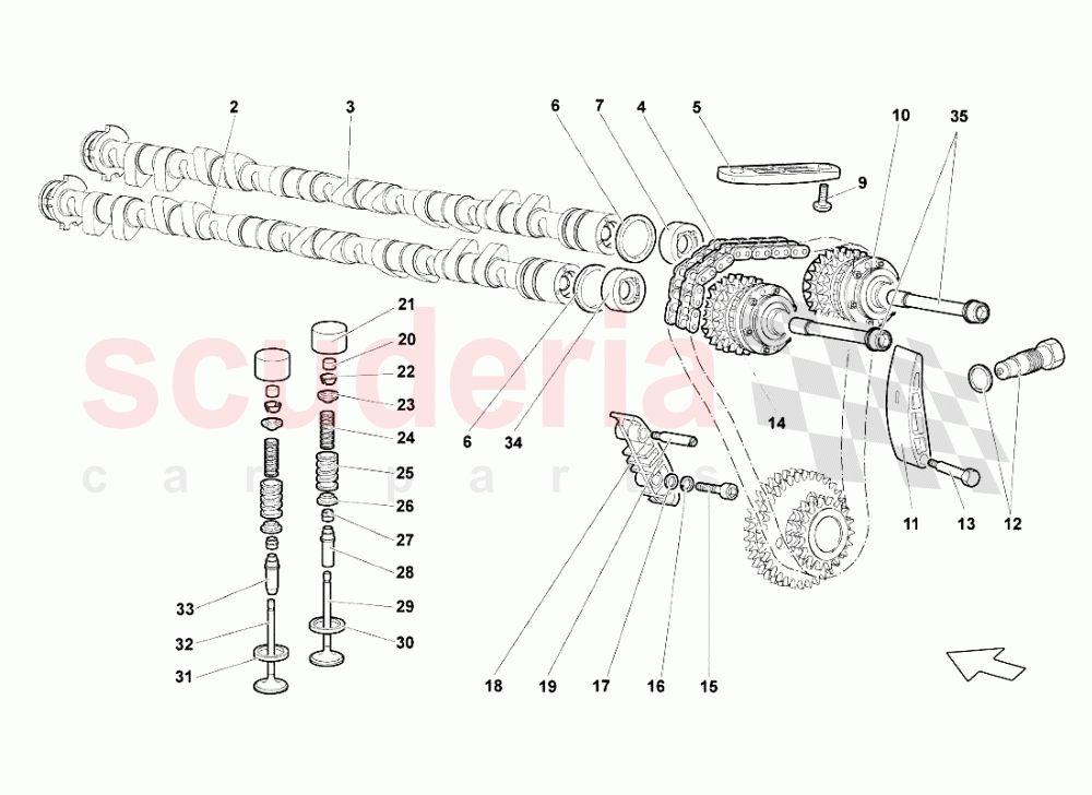 Right Head Timing System 1 of Lamborghini Lamborghini Murcielago LP640