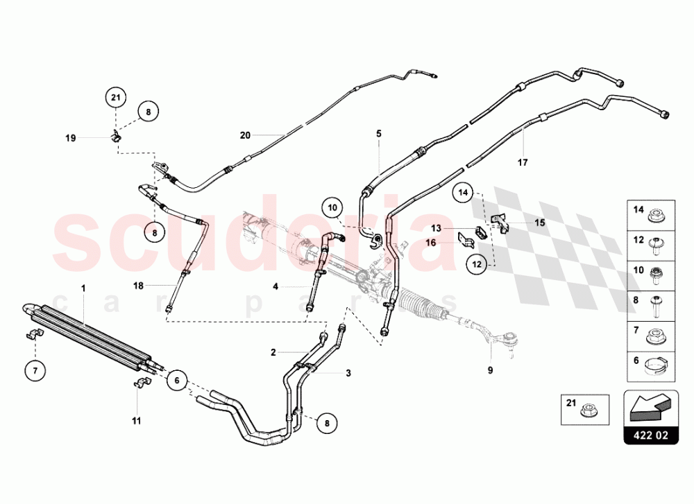 OIL COOLER - POWER STEERING of Lamborghini Lamborghini Aventador LP700 Roadster