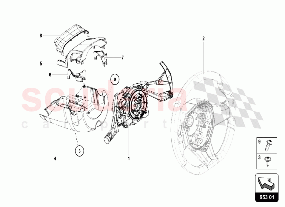 Steering of Lamborghini Lamborghini Aventador LP740 S