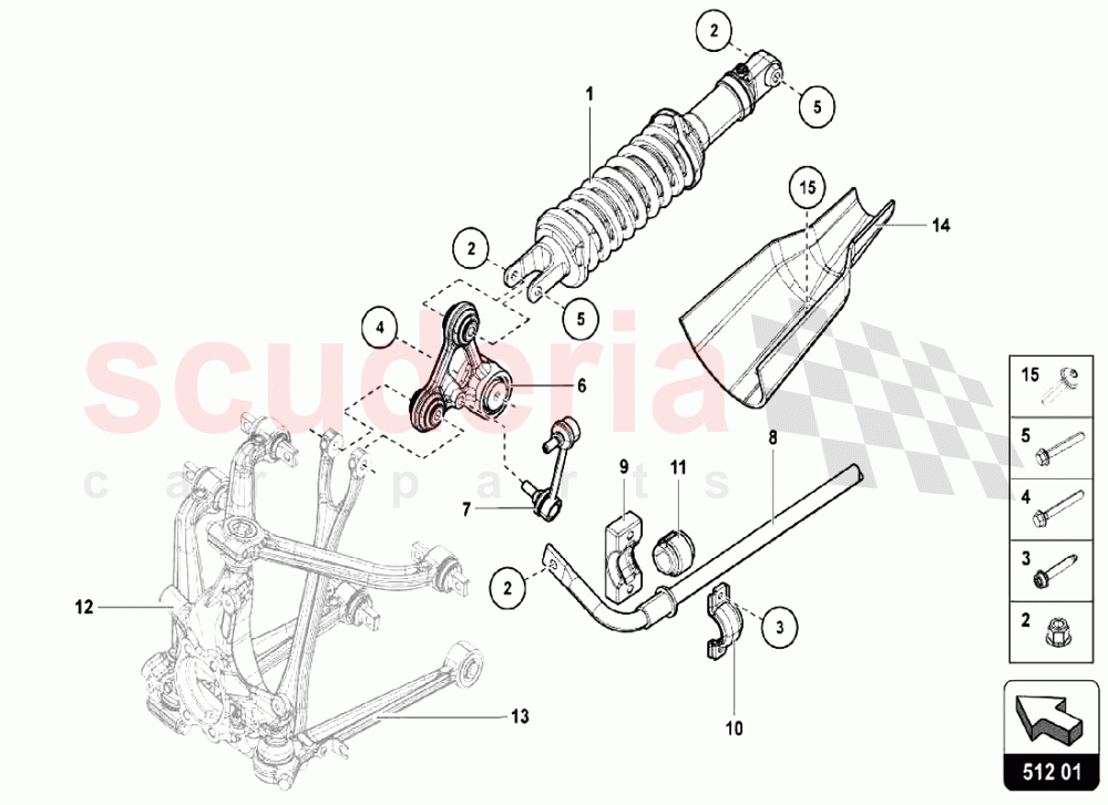 REAR SUSPENSION of Lamborghini Lamborghini Aventador LP750 SV Roadster