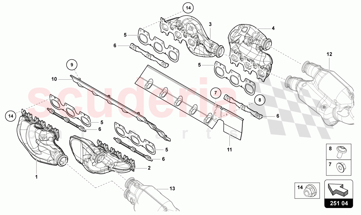 EXHAUST SYSTEM of Lamborghini Lamborghini Aventador LP780 Ultimae