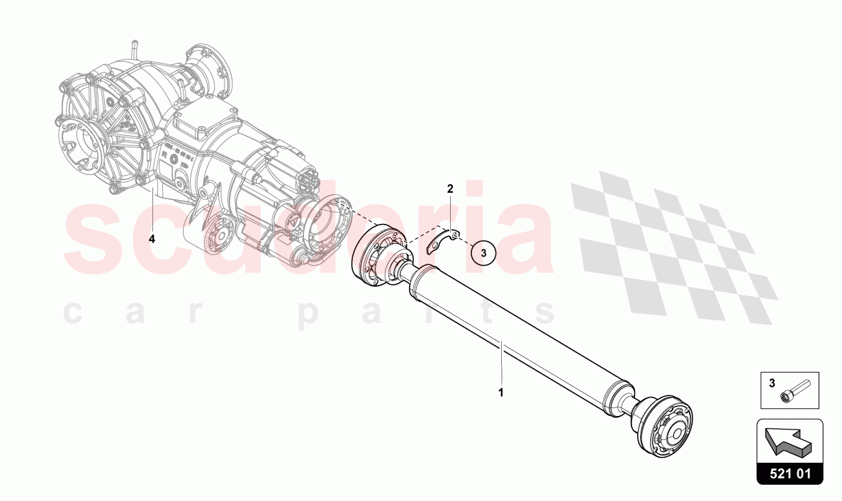 CARDAN SHAFT of Lamborghini Lamborghini Aventador LP780 Ultimae