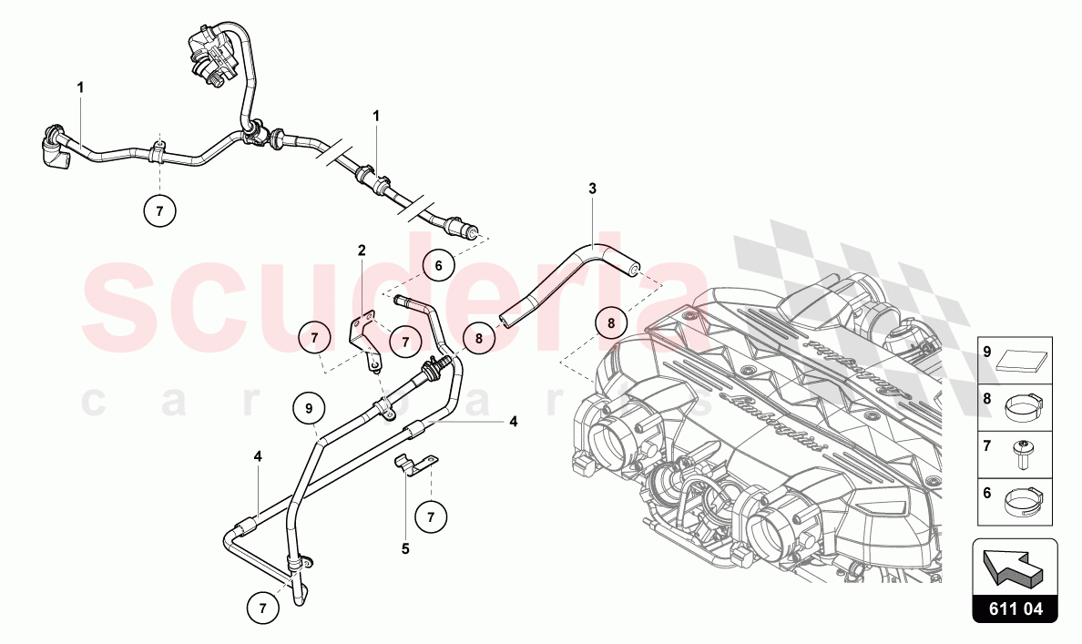 VACUUM HOSES of Lamborghini Lamborghini Aventador LP780 Ultimae