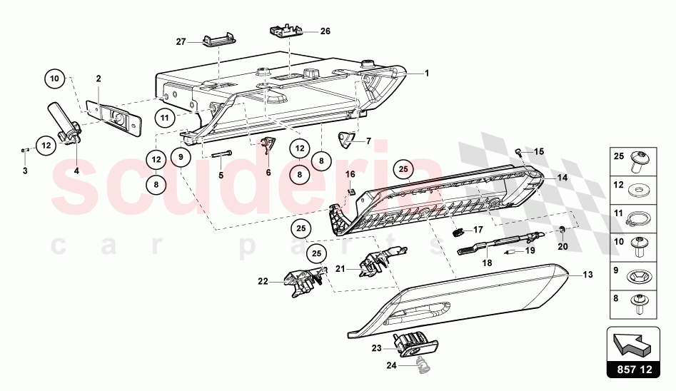 GLOVE BOX of Lamborghini Lamborghini Aventador LP780 Ultimae