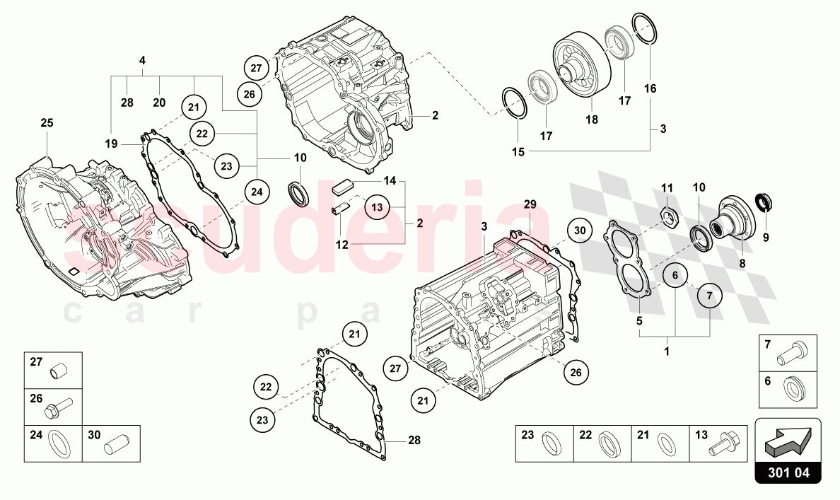 OUTER COMPONENTS FOR GEARBOX of Lamborghini Lamborghini Aventador LP780 Ultimae Roadster
