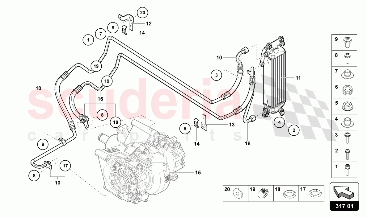 OIL COOLER  REAR of Lamborghini Lamborghini Aventador LP780 Ultimae Roadster
